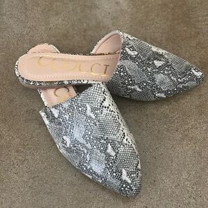 Snakeskin Mules